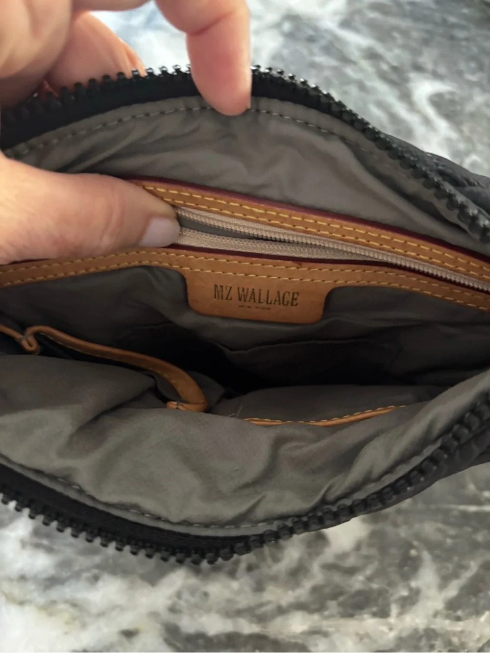 MZ WALLACE Quilted Flat Black Metro Crossbody Sling Bag- Like New